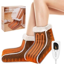 Split Electric Foot Warmer, Quick Heating Pad for Feet, 6-Level Heated Slippe...