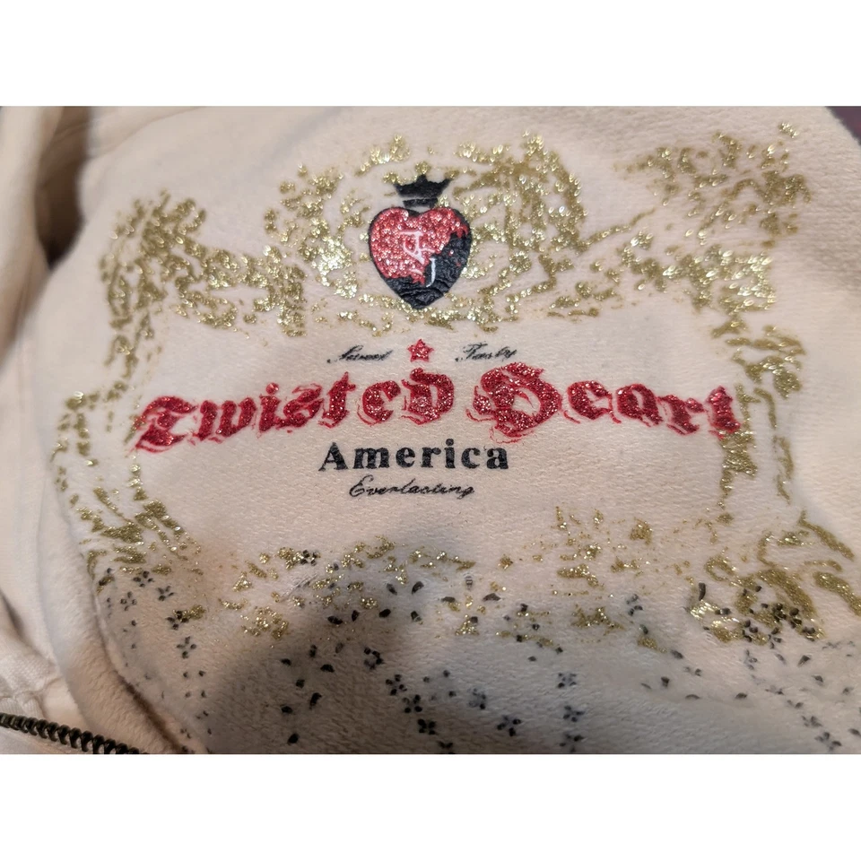 Twisted Heart America "Peace" Full Zip Up Funnel Neck Sweatshirt Small? READ - Image 3 of 4