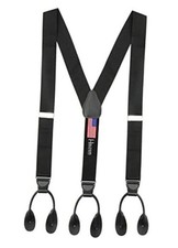 Suspender for Men MADE IN USA Y-Back Genuine Leather Trimmed Button Black