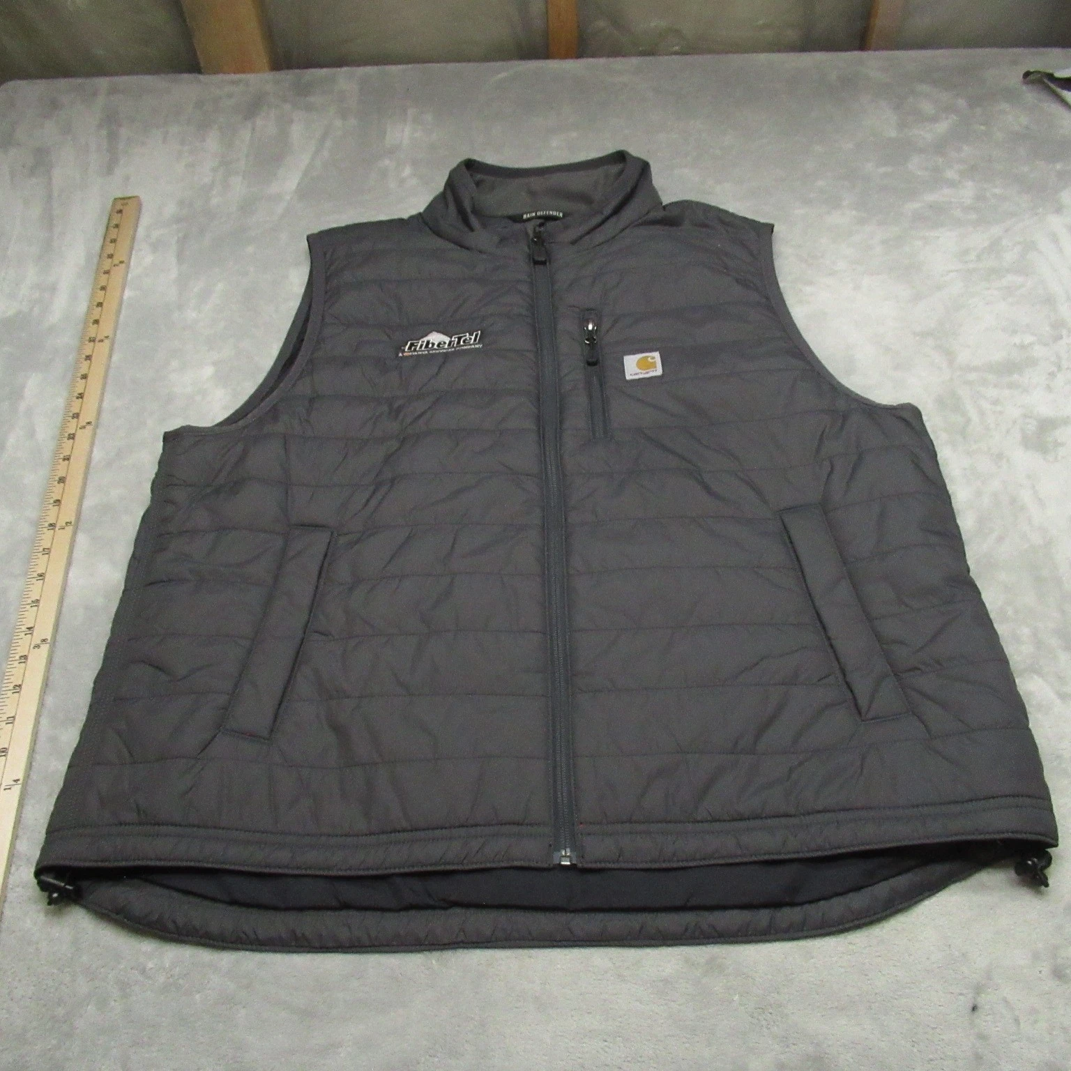 Carhartt Vest Men XL Gray Gilliam Rain Defender Quilted Workwear OV2286-M LOGO