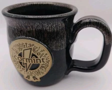 Cormint Sunset Hill Stoneware Coffee Mug Handmade USA Black Brown Glaze 5/24