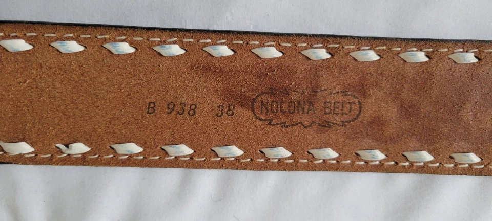 Cinturón Nocona Western 38" cuero azul envejecido floral en relieve sin hebilla Foto 4 de 4