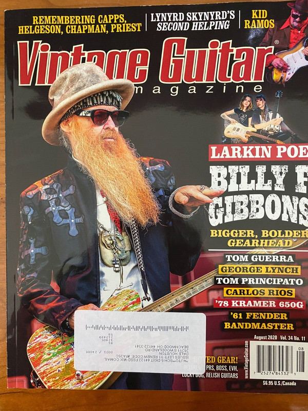 Vintage Guitar Magazine -August 2020 - Billy F Gibbons