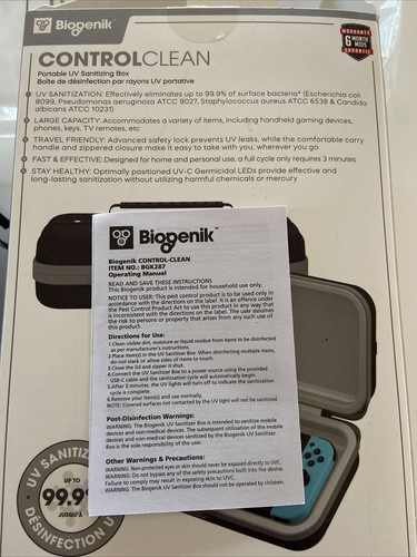Boîte de désinfection UV portable universelle propre par Biogenik 2021 boîte ouverte - Photo 3 sur 10