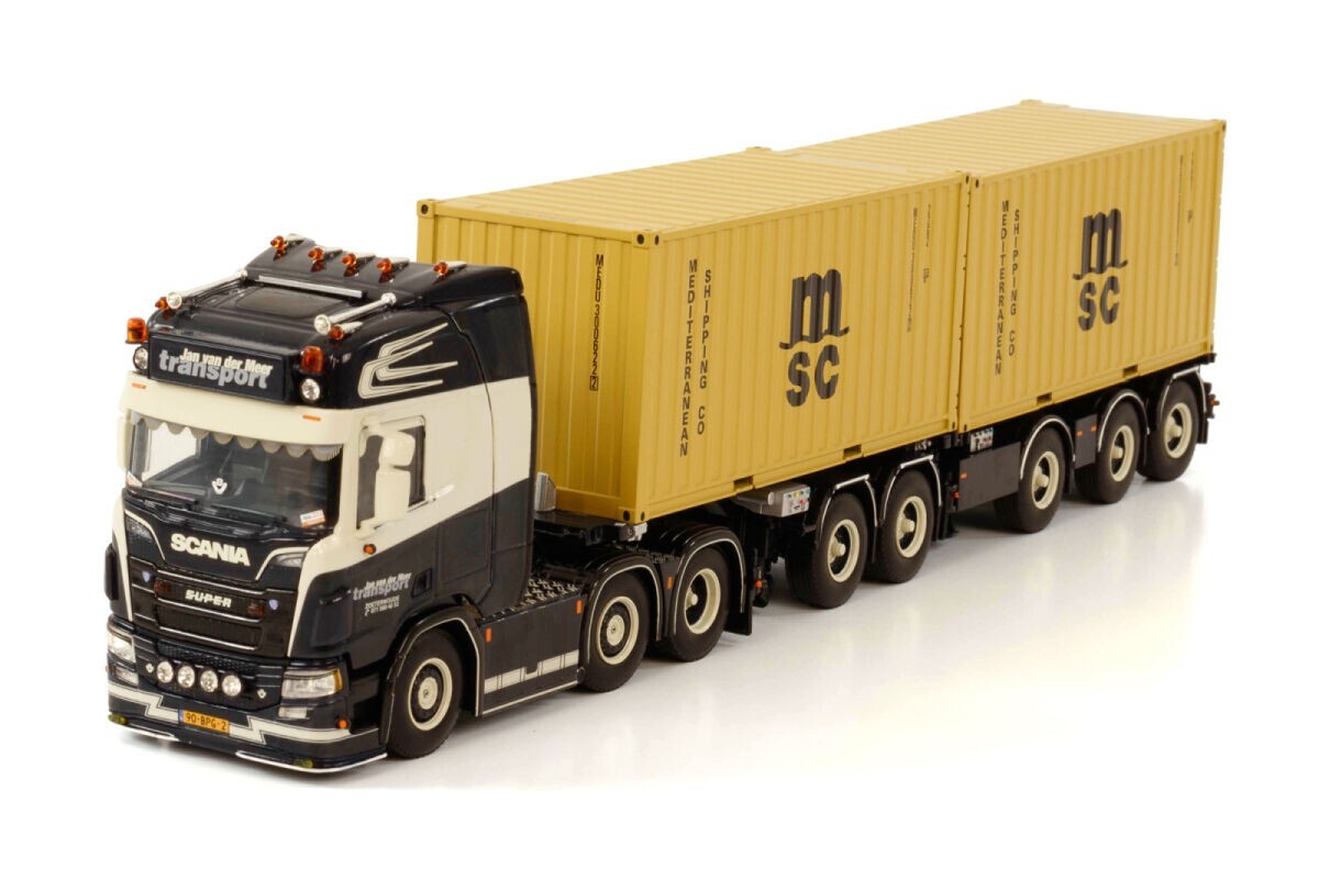 SCANIA R CR20H WSI 01-3659 camion miniature 6X2 remorque Combi et conteneurs MSC 1/50