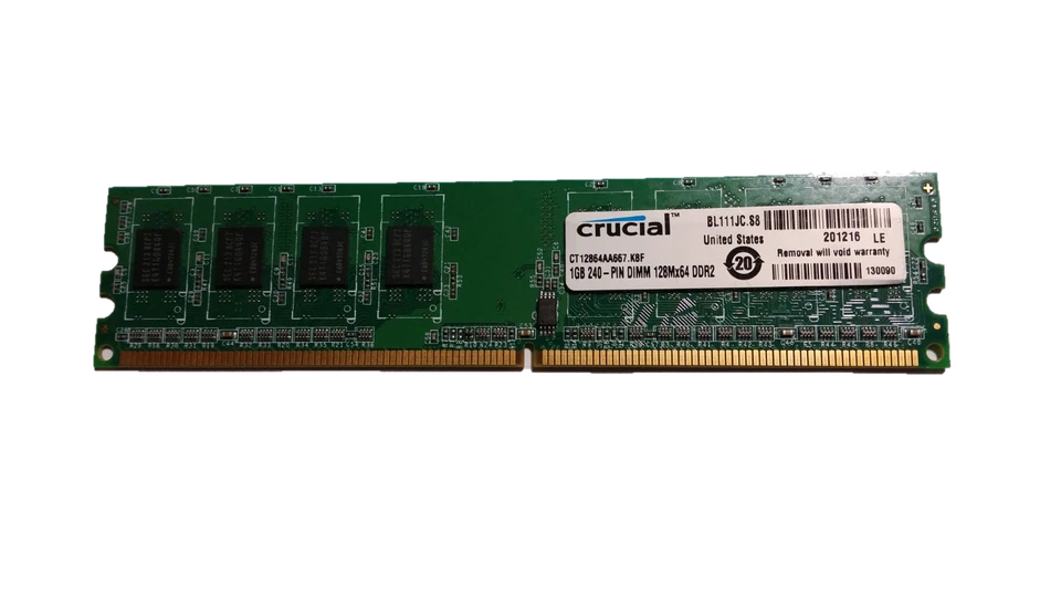 Crucial 1GBx8 240-PIN DIMM 128Mx64 DDR2 PC2 Desktop Memory Model CT12864AA667 - Image 4 of 4