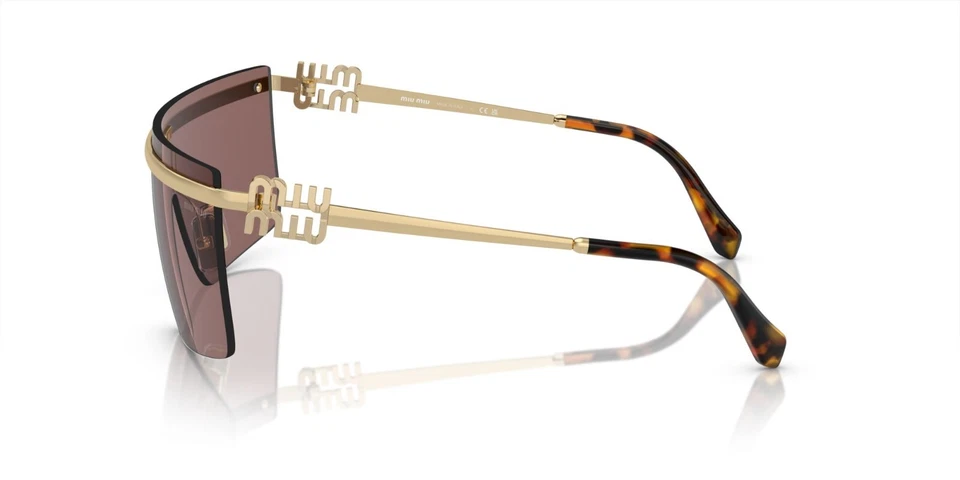 Очки солнцезащитные Miu Miu SMU 50ZS бледно-золотистые/коричневые серебристые затененные зеркальные (ZVN-70D) - Изображение 3 из 4