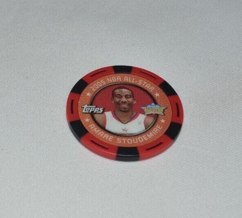 2005 TOPPS NBA COLLECTOR CHIPS - AMARE STOUDEMIRE 2005 ALL STAR RED & BLACK CHIP - 第 1/3 張圖片