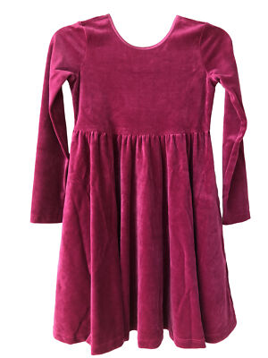 NEW Hanna Andersson Girls Velour Skater Dress Mulberry Size 140 cm US 10  Med