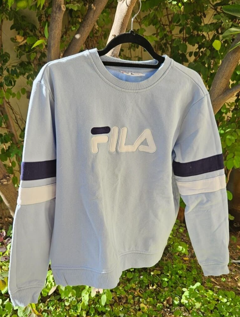 KPOP used Fila Light Blue Logo pullover sweater with stripes BTS IU RED  VELVET