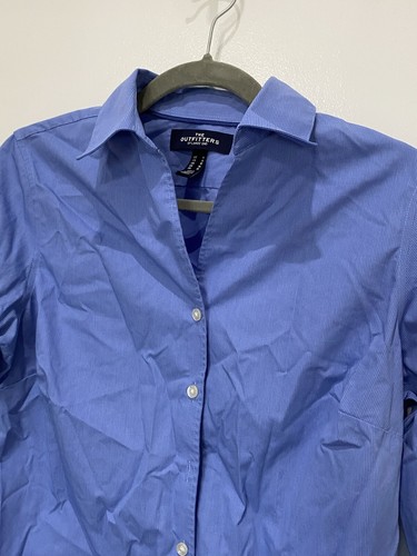 Camisa para mujer The Outfitters by Lands' End a rayas cuello azul con botones - Imagen 5 de 14