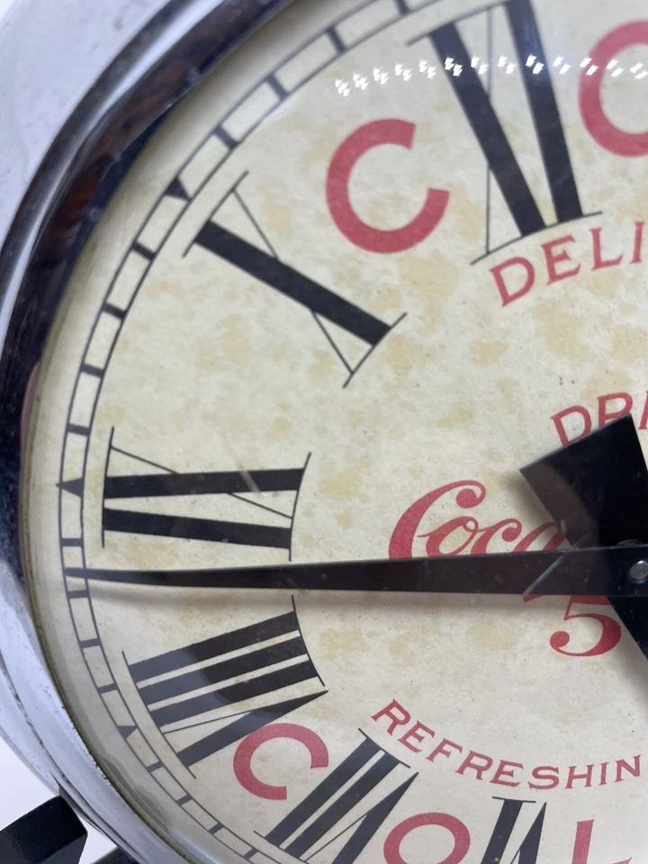 RARO RELOJ SODA POP VINTAGE ORIGINAL 6” COCA COLA botón. ENROLLAMIENTO Foto 4 de 4