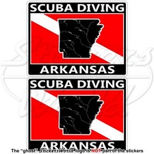 ARKANSAS SCUBA DIVING Flag-Map Shape USA Rectangular Stickers, Decals 75mm x2