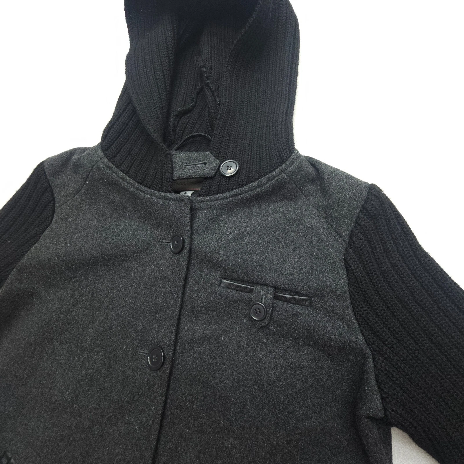 smartwool hooded merino wool button up black jacket