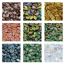 Rutkovsky 111-01151 Bay Leaf Pressed Beads Czech Glass 12x6mm Size 10g Pack