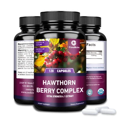 COOLKIN Hawthorn Berry Complex 1330mg-Supports Cardiovascular,Digestion and Heart Health