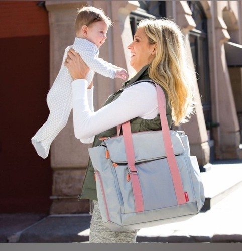 Skip Hop Fit All-Access Diaper Tote, Large Platinum/Coral-USED / GREAT CONDITION - Picture 5 of 6