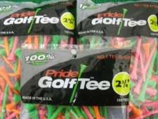 Pride Golf Tee Birch 2 3/4" Tees 3x100 Ct Bags Citrus Mix