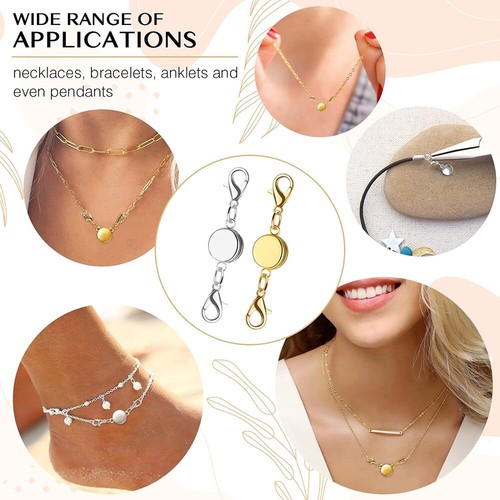 Gold Silver Strong Magnetic Converter Necklace Bracelet Easy Clasp Connector - Picture 8 of 30