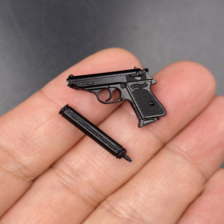1/6 Scale Metal PPK Pistol & Silencer Model for 12" Figure