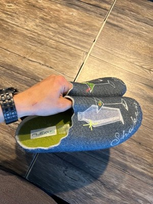 Flexus Cocktail Martini Slippers Womens eu 41 Gray Wool House Comfort Mule