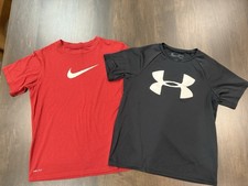 LOT BOYS SHORT SLEEVE ATHLETIC SHIRTS T-SHIRTS SZ YOUTH M NIKE UNDER ARMOUR