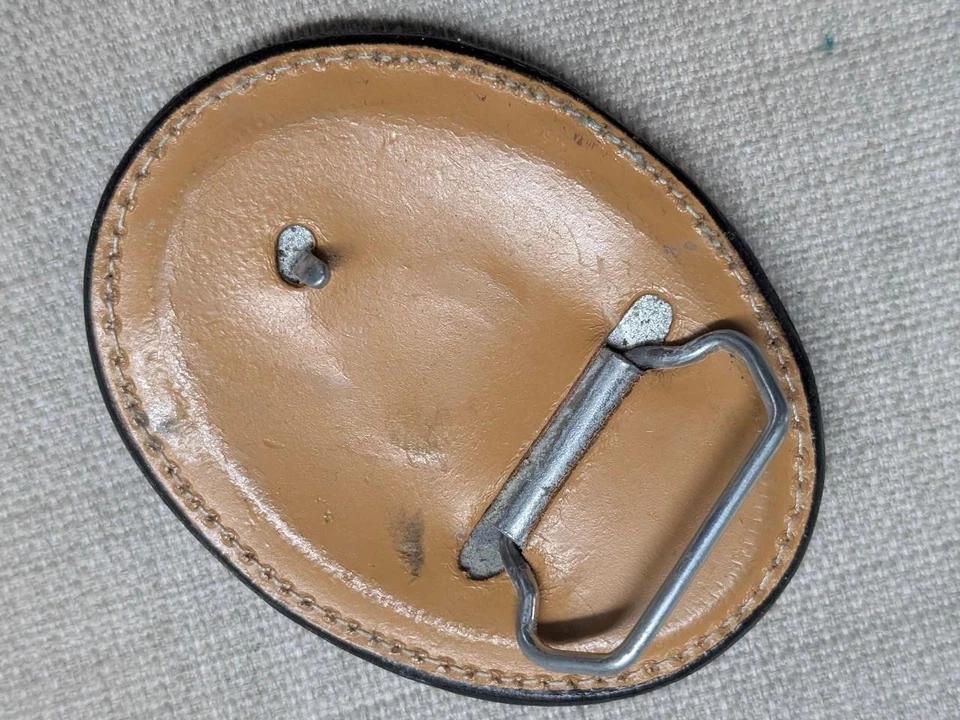 Hebilla de cinturón de ciervo vintage cuero cosido occidental hecho a mano BIG BUCK marrón Foto 3 de 4