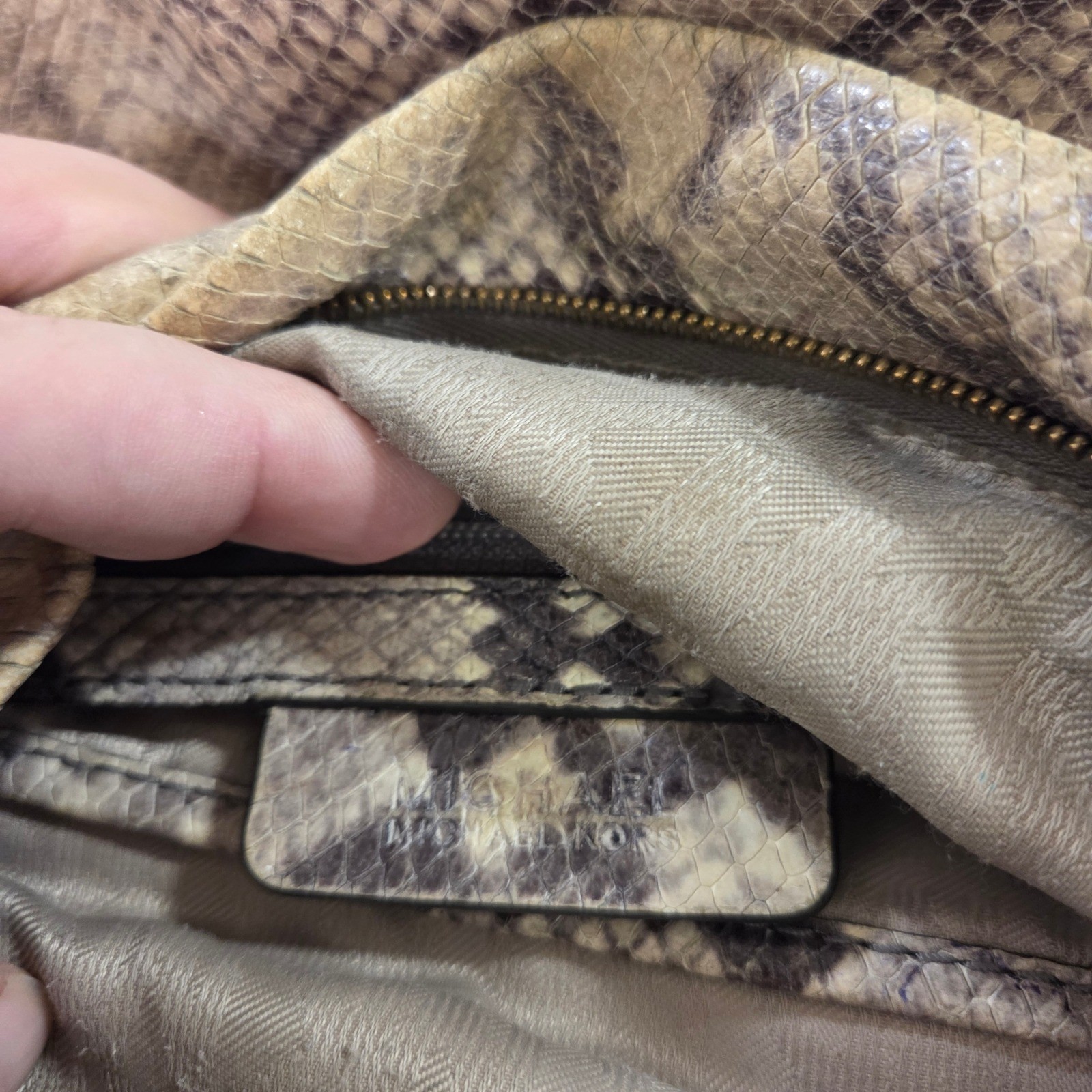 Michael Kors Python Embossed Leather Shoulder Bag… - image 9