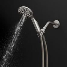 5-Setting Handheld Shower Head Satin Nickel Rotating Lever W/ PVC Hose Bathroom