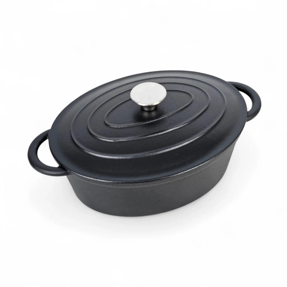 Bräter Guss eisen 4L mit Deckel Schmortopf Topf ofenfest 240°C schwarz New OVP - Bild 4 von 4