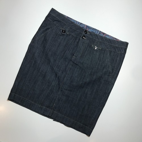 One 5 One Jean Skirt Womens 2X Dark Denim Two Button Narrow Fit Stretch Pockets - Picture 2 of 15