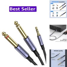 3.5mm TRS to Dual 6.35mm 1/4 TS Mono Y Splitter Cable, 1/8 to 1/4 Stereo Audi...
