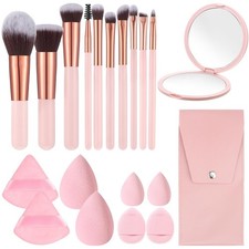 20PCS Travel Makeup Brush Set,10 Pcs Small Makeup Brushes with Mirror,Storage...