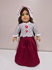 American Girl Felicity School Outfit Laced Jacket Burgundy Petticoat Retired