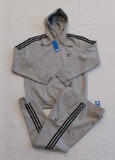 New Men's Adidas Originals Trefoil Fleece Sweatsuit Grey/Black Size XL