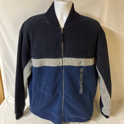 Nautica Nautech Mens Fleece Full Zip Jacket Blue Gray NWT $79.50 Free Shipping!