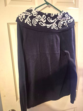 Christopher & Banks Black/White Floral Cowl N...