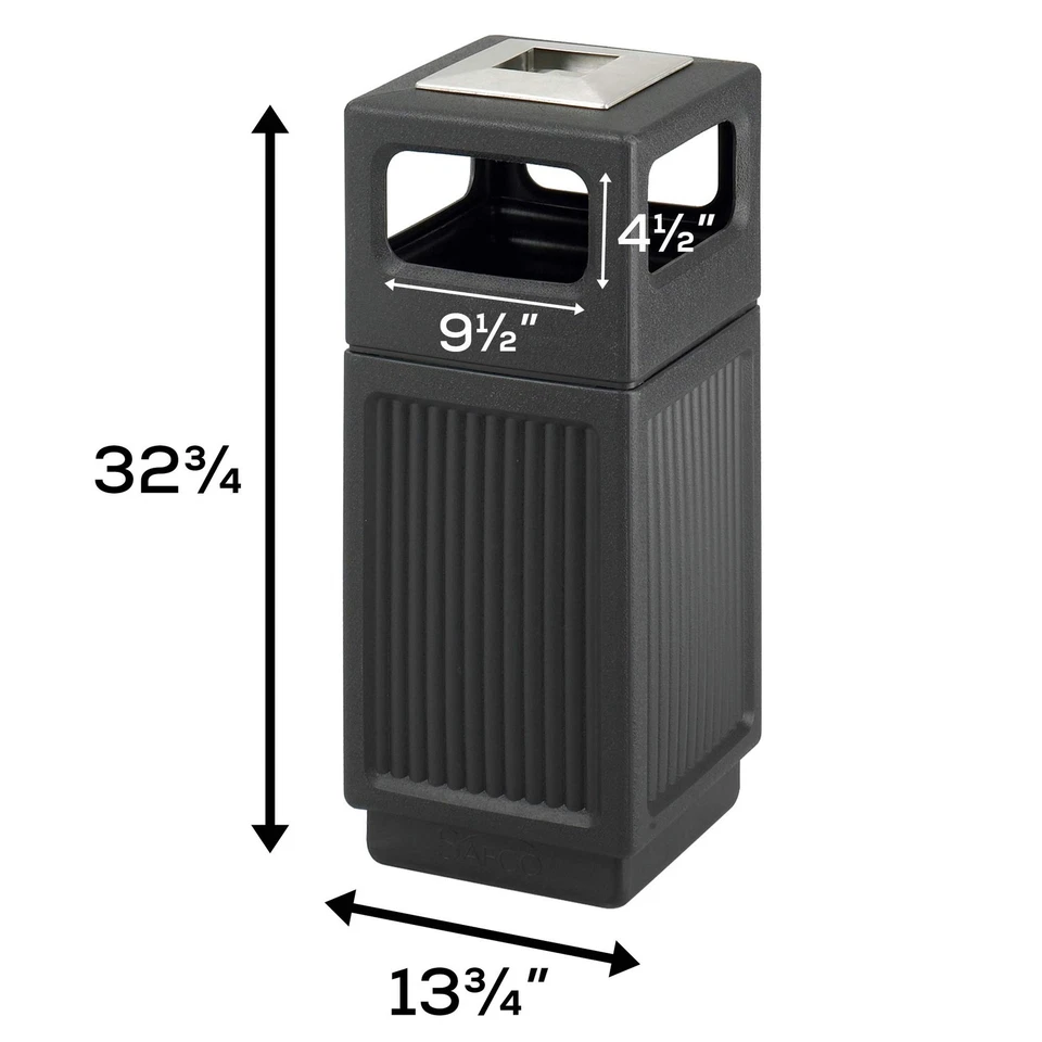 Bote de basura con panel empotrado exterior/interior Safco Products Canmeleon con urna de ceniza Foto 4 de 4