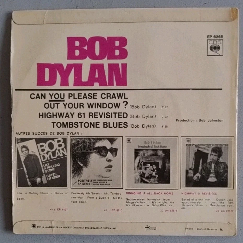 RARE 45T EP BOB DYLAN CAN YOU PLEASE CRAWL OUT YOUR WINDOW ? +2 CBS EP 6265 BE - Photo 2/3
