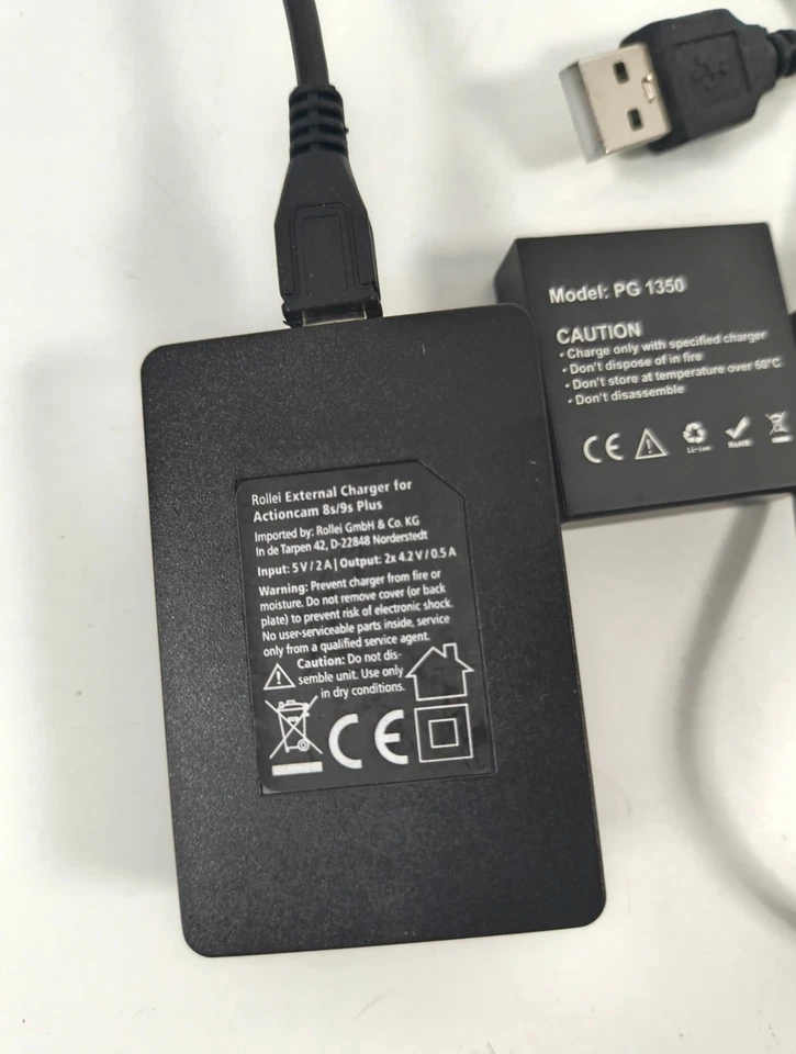 Rollei Actioncam 8s 9s Plus additional battery & Charger - Image 3 of 4