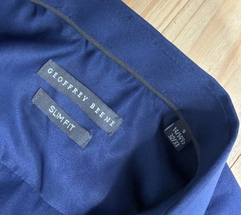 Geoffrey Beene Navy Blue Comfort Stretch Slim Fit Dress Shirt Sz  Small - Image 4 of 4