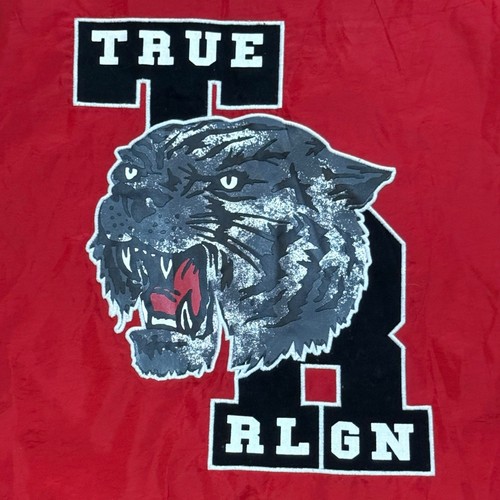 Vintage Y2K True Religion Varsity Bomber Jacket Mens Red Black Embroidered Sz L - Picture 3 of 13