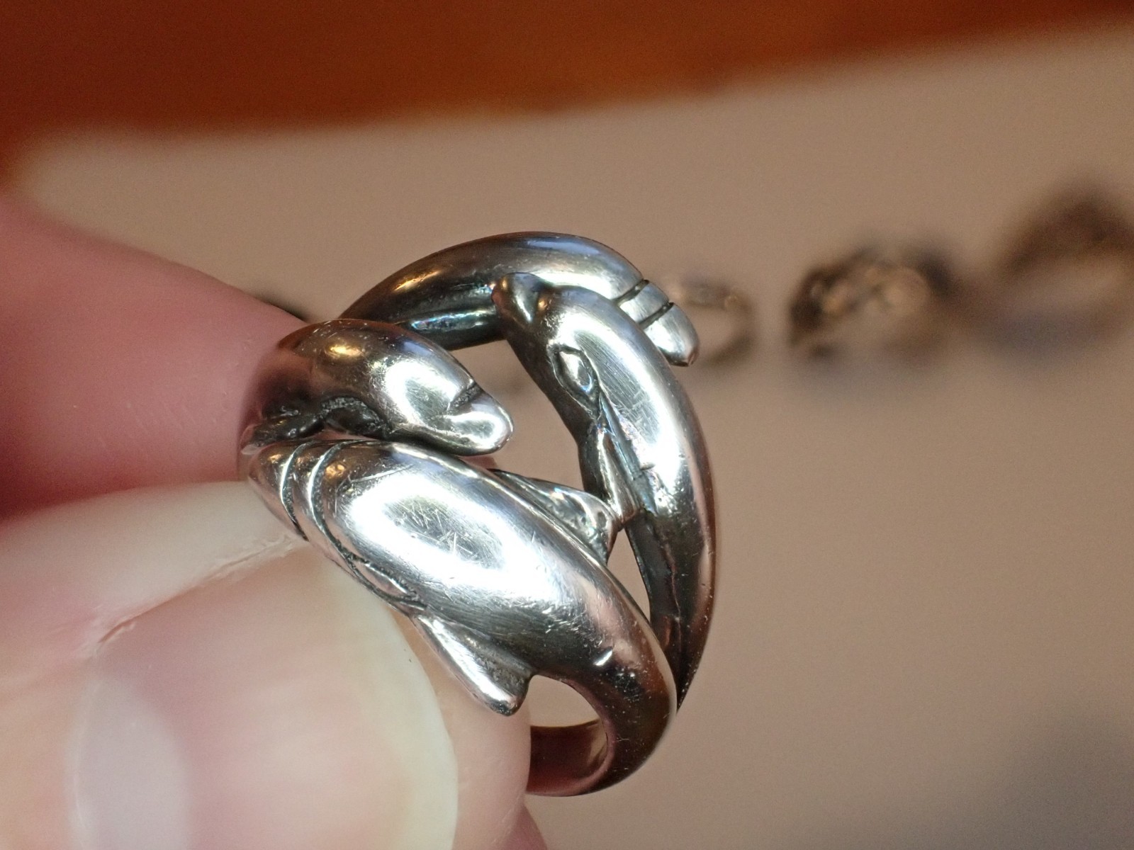 Six Solid Silver rings Including A beautiful Dolp… - image 3