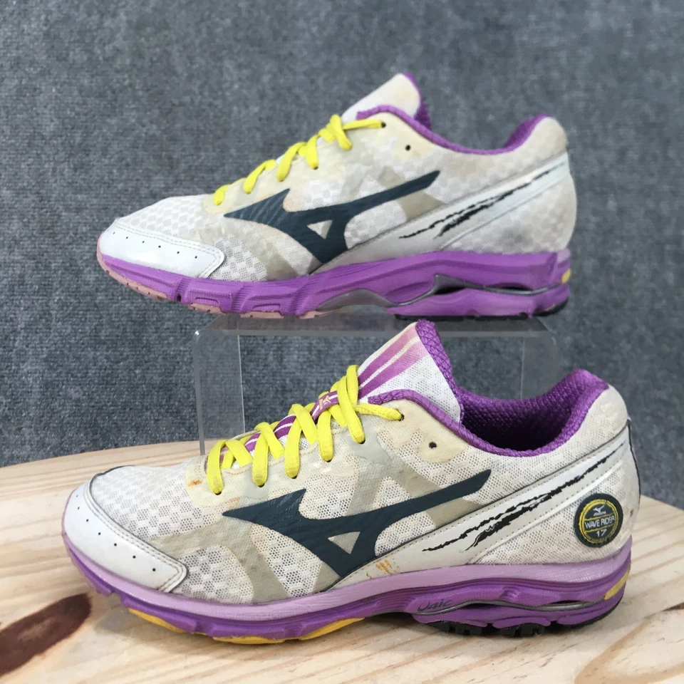Mizuno Shoes Womens 8 Wave Rider 17 Athletic Low Running Sneakers Gray Purple - Image 2 of 4
