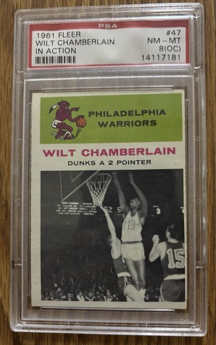 🔥🔥WILT CHAMBERLAIN 1961 FLEER BASKETBALL #47 IN ACTION VINTAGE ROOKIE PSA 8 OC