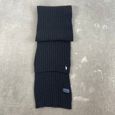 Polo Ralph Lauren Men OS Black Scarf Ribbed Knit Embroidered Pony