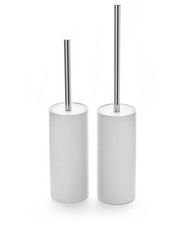 Matt White Ceramic Toilet Brush and Holder Set, Freestanding Toilet Bowl Clea...