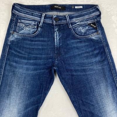 Mens Replay M914C ANBASS Jeans W32 L32 Slim Tapered Blue