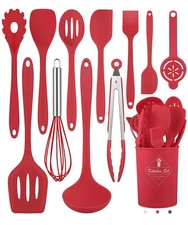 Pranski Kitchen Utensils Set-12 Pieces Silicone Cooking Utensils Set Dishwash...