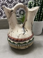 COLLECTOR QUALITY Navajo Horsehair Raku Wedding Vase | Vibrant Painted Geometric